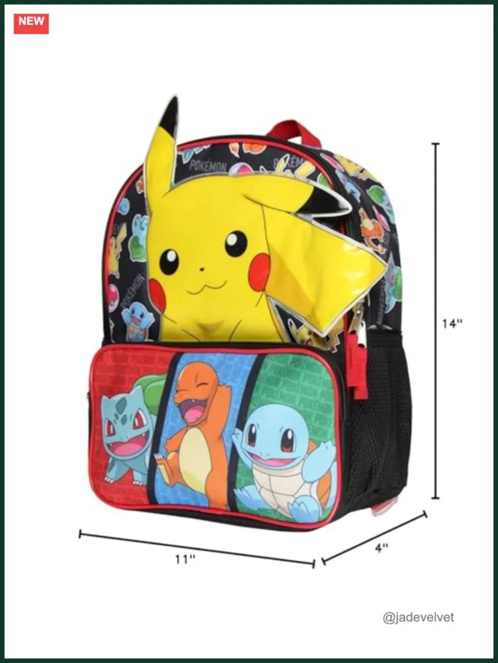 Pokemon 3D Pikachu Kids Backpack with Water Bottle Pockets Laptop School Bag -